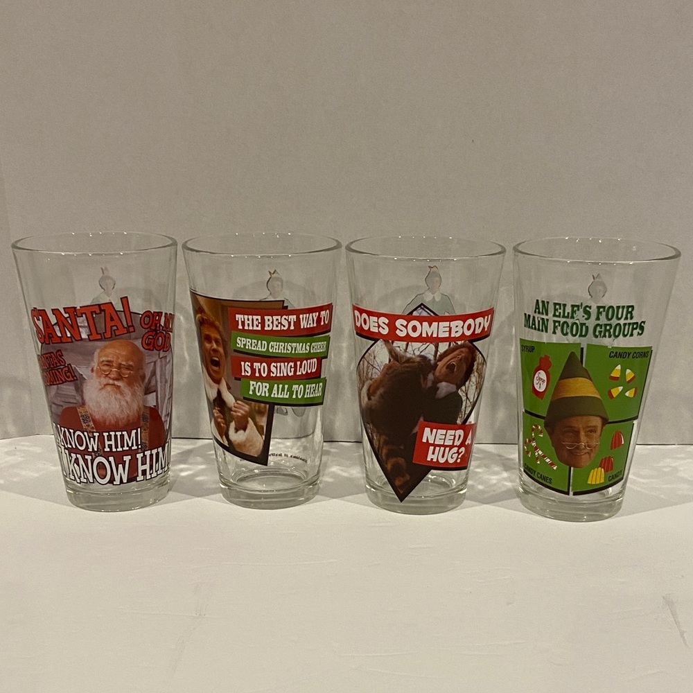 Set of 4 Elf Movie Beer Glasses